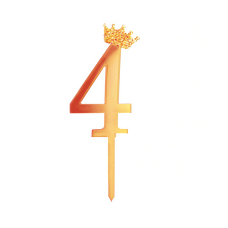TOPPER NA TORT CYFERKA 4 ZŁOTA 11 CM
