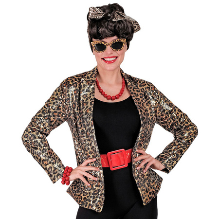 DAMSKA MARYNARKA CEKINOWA PANTERKA BRĄZOWA