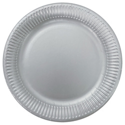 TALERZYKI PAPIEROWE SREBRNE 23 CM 8 SZT