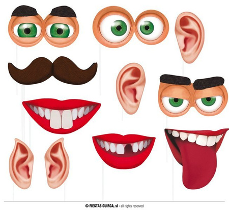 Akcesoria do fotobudki Smieszne 12 szt. DUZE
