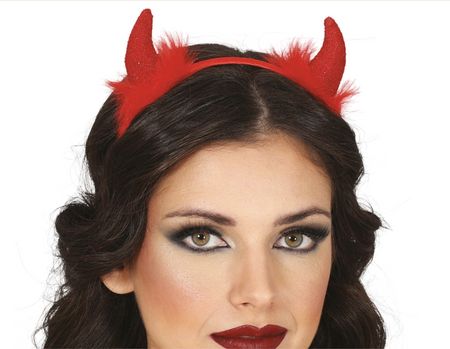 OPASKA ROGI DIABLICY CZERWONE Z PUSZKIEM