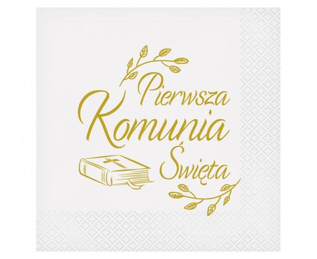 Serwetki Pierwsza Komunia Święta (biblia), certyfikat FSC, 33x33 cm/ 20 szt.
