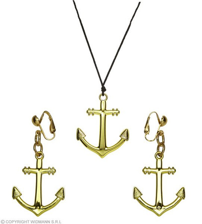 NASZYJNIK+KOLCZYKI KOTWICA ZŁOTE