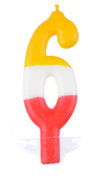 ŚWIECZKA URODZINOWA CYFRA 6 KOLOROWA 10 CM