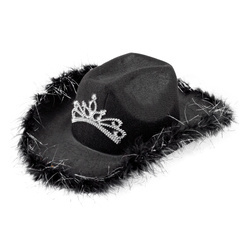 KAPELUSZ KOWBOJSKI CZARNY Z DIADEMEM I PIÓRAMI