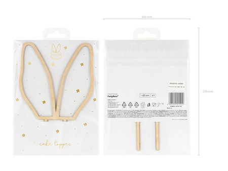 DREWNIANY TOPPER USZY KRÓLIKA 20 CM