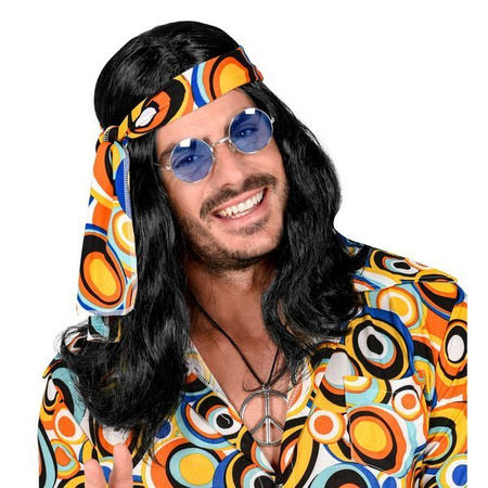 Nera "PARRUCCA ANNI 70 DISCO FEVER CON FASCIA" in scatola