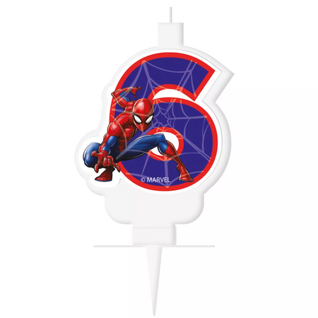 ŚWIECZKA URODZINOWA NA TORT SPIDERMAN MARVEL CYFRA 6
