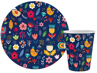 ZESTAW TALERZYKI+KUBECZKI CIEMNE KOLOROWE SUMMER HAVE FUN