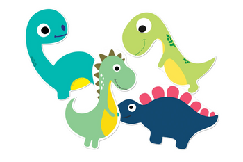 DEKORACJA DWUSTRONNA WESOŁE DINOZAURY 12 SZT.