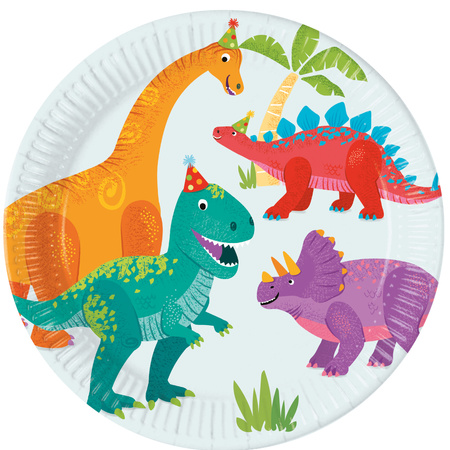 TALERZYKI PAPIEROWE DINO PARTY 23 CM 8 SZT