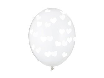 BALONY STRONG 30 CM BIAŁE SERDUSZKA 6 SZT