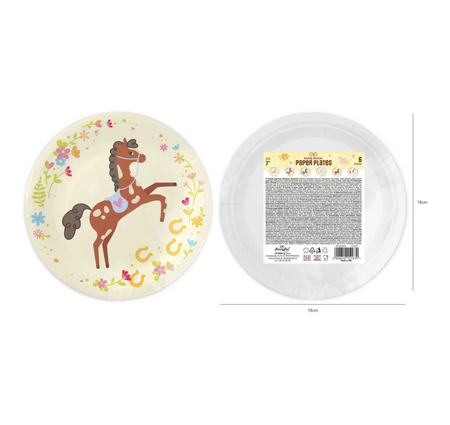 TALERZYKI PAPIEROWE KONIKI 18 CM 6 SZT