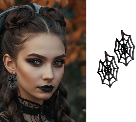 KOLCZYKI PAJĘCZYNY CZARNE 