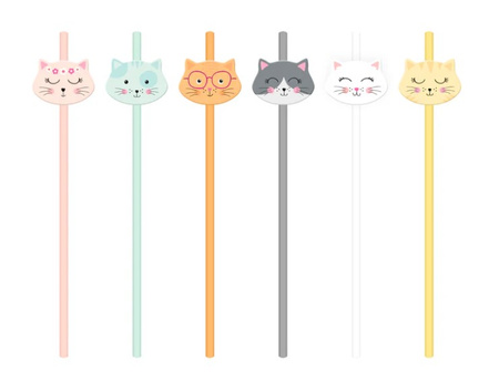 SŁOMKI PAPIEROWE KOTKI 19,5 CM 6 SZT