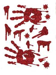 DEKORACJA NAKLEJKI ŚLADY KRWI BROKATOWE