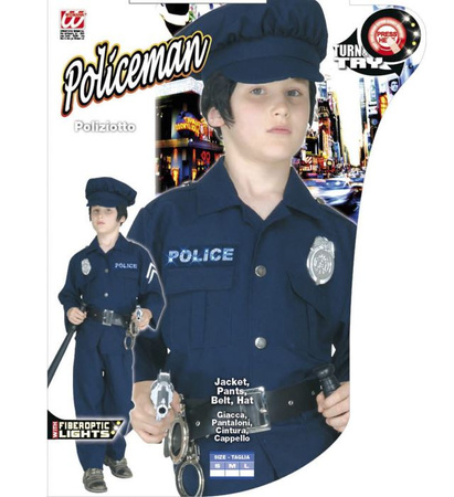 "POLICE OFFICER" (jacket with light-up writing, pants, belt, hat)