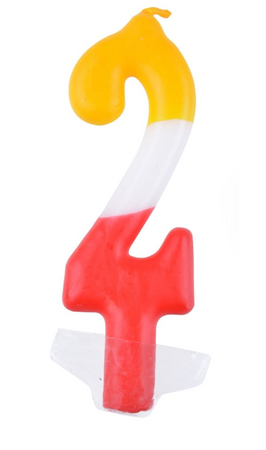 ŚWIECZKA URODZINOWA CYFRA 2 KOLOROWA 10 CM