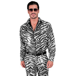 KOSZULA MĘSKA CEKINOWA SREBRNO CZARNA