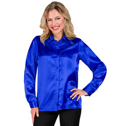 KOSZULA DAMSKA SATYNOWA NIEBIESKA