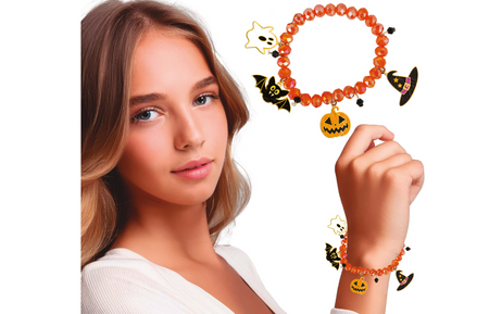 BRANSOLETKA Z WISIORKAMI POMARAŃCZOWA HALLOWEEN 