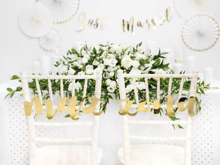 ZAWIESZKI NA KRZESŁO ŻONA/MĄŻ ZŁOTE 2szt