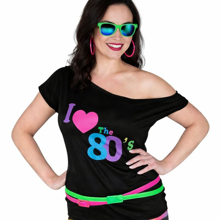 ZESTAW: KOSZULKA KOCHAM LATA 80 L/XL + ŚCIĄGACZE NEONOWE RÓŻOWE 