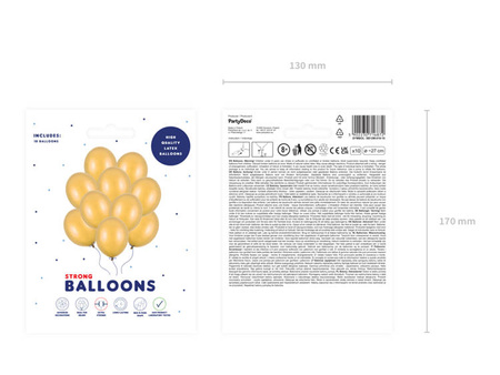 BALONY LATEKSOWE ZŁOTE 27CM 10SZT