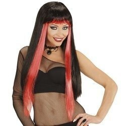 PERUKA DAMSKA GOTYCKA CZARNO-CZERWONA