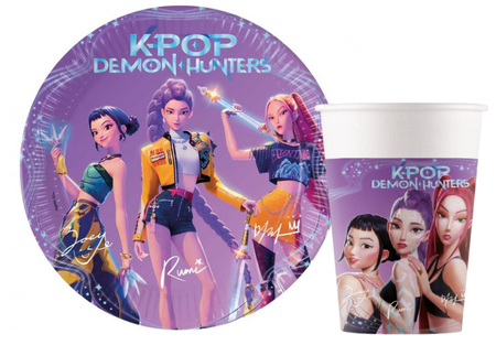 ZESTAW: KPOP DEMON HUNTERS TALERZYKI + KUBECZKI