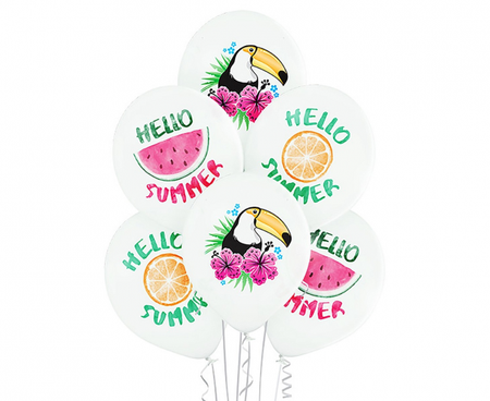 BALONY LATEKSOWE HELLO SUMMER 6 SZT 30 CM
