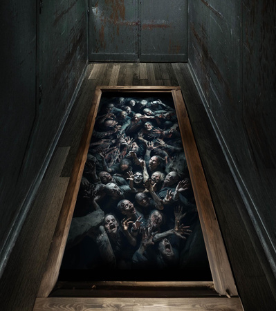 NAKLEJKA PODŁOGOWA PIWNICA ZOMBIE 30X90 CM