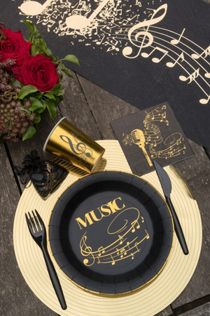 TALERZYKI  CZARNE MUZYKA 22,5 CM