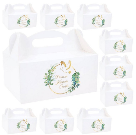 PUDEŁKA NA CIASTO KOMUNIA ŚWIĘTA GOŁĄBEK 10 SZT