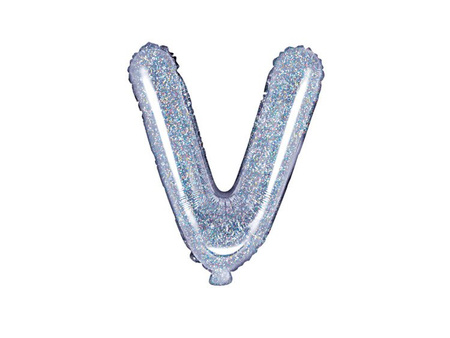 BALON FOLIOWY 35cm, LITERA V HOLOGRAFICZNY