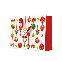 TORBA PAPIEROWA W BOMBKI ŚWIĄTECZNA 33,5 X 26,5 X 13 CM