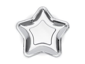TALERZYKI 23 cm GWIAZDKI SREBRNE 6 szt