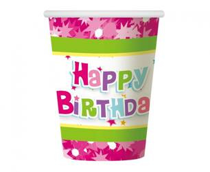 KUBECZKI PAPIEROWE HAPPY BIRTHDAY 270ML 6 SZT.
