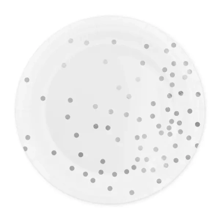 TALERZYKI PAPIEROWE SREBRNE KROPKI