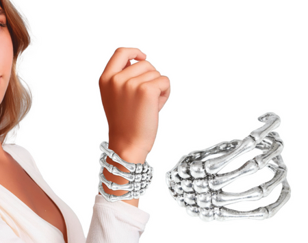 BRANSOLETKA RĘKA SZKIELETORA SREBRNA 