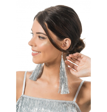 KOLCZYKI Z LAMETY SREBRNE