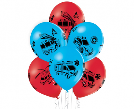 BALONY LATEKSOWE BELBAL STRAŻ POLICJA NA RATUNEK 30 CM 6 SZT