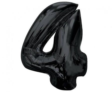 BALON FOLIOWY CYFRA 4 CZARNA 92 CM