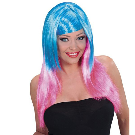 PERUKA SYRENY SYRENKI RÓŻOWO-NIEBIESKA 