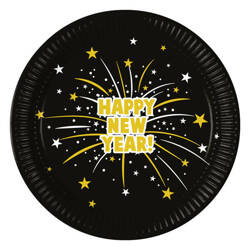 ZESTAW HAPPY NEW YEAR CZARNY TALERZYKI+KUBECZKI