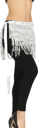 SREBRNA CEKINOWA SPÓDNICZKA TANCERKI BRZUCHA