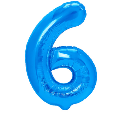 BALON FOLIOWY CYFRA 6 CIEMNONIEBIESKI 100 CM