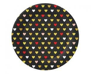 TALERZYKI PAPIEROWE SERDUSZKA 18 CM XOXO CZARNE 6 SZT.