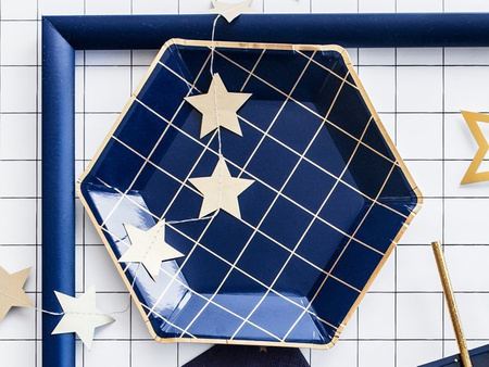 Talerzyki Let's Celebrate - Kratka, granatowy, 23cm (1 karton / 25 op.) (1 op. / 6 szt.)