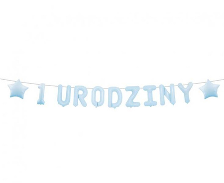 GIRLANDA PAPIEROWA 1 URODZINY NIEBIESKA 1,5 M.
